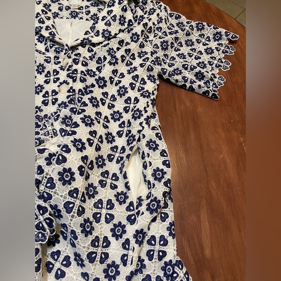 Anthropologie Maeve Short-Sleeve Geo Lace Mini Shirt Dress Size MP - Picture 10 of 12